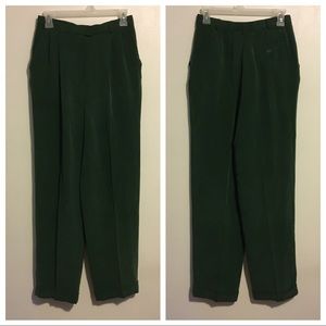 Evan Picone Hunter Green Vintage Silk Pants